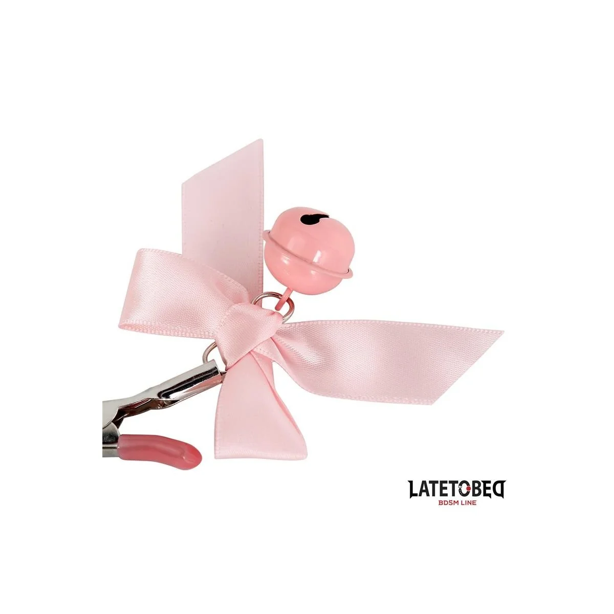 ROSA NIPPELKLEMMEN MIT SCHLEIFE UND GLÖCKCHEN VON LATETOBED BDSM LINE