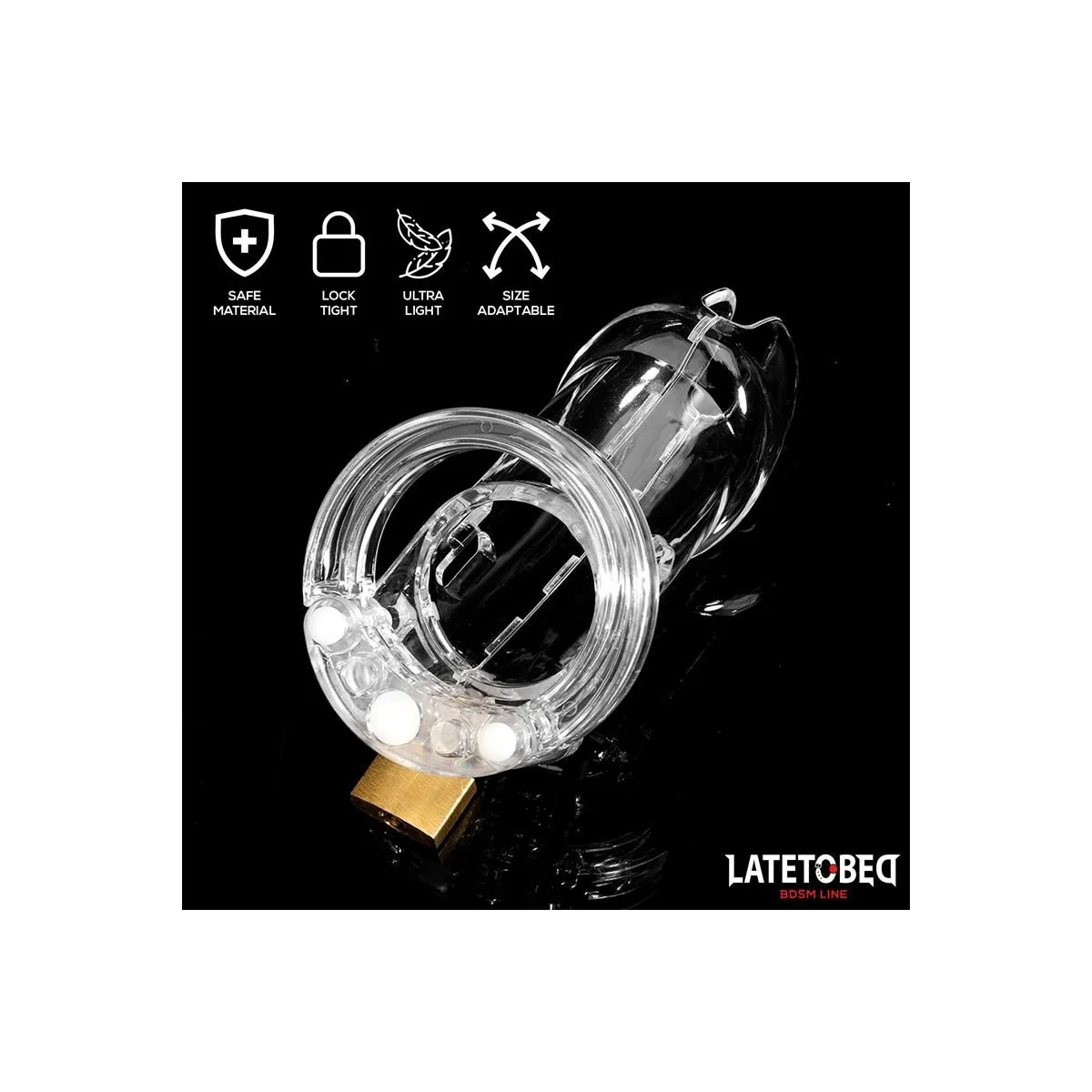 KEUSCHHEITSKÄFIG FÜR DEN PENIS, LANG, TRANSPARENT VON LATETOBED BDSM LINE