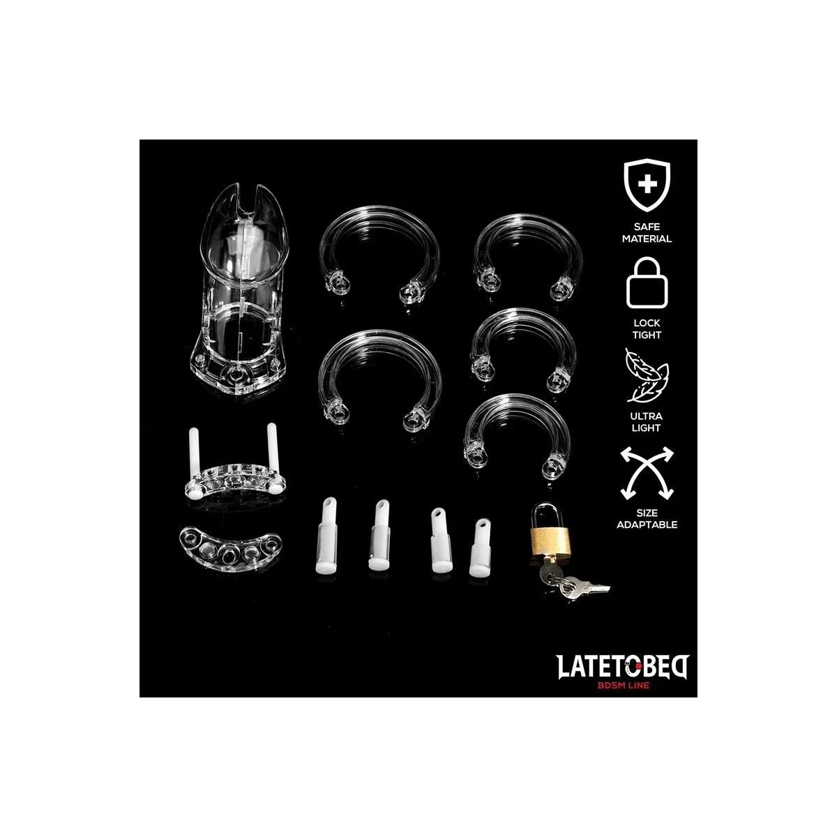 KEUSCHHEITSKÄFIG FÜR DEN PENIS, LANG, TRANSPARENT VON LATETOBED BDSM LINE