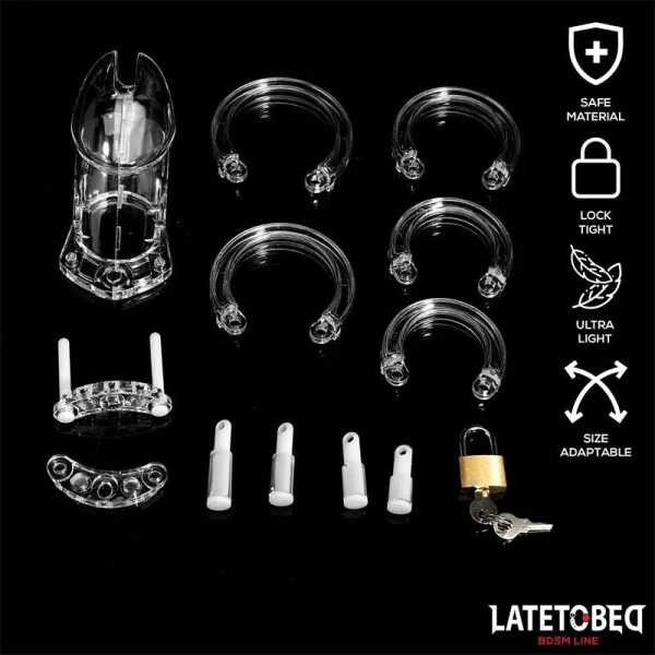 KEUSCHHEITSKÄFIG FÜR DEN PENIS, LANG, TRANSPARENT VON LATETOBED BDSM LINE