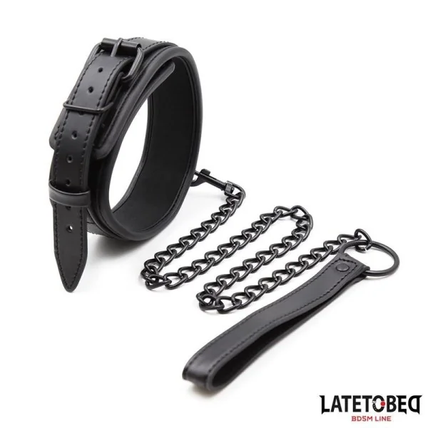NEOPREN-BONDAGE-HALSBAND UND LEINE VON LATETOBED BDSM LINE