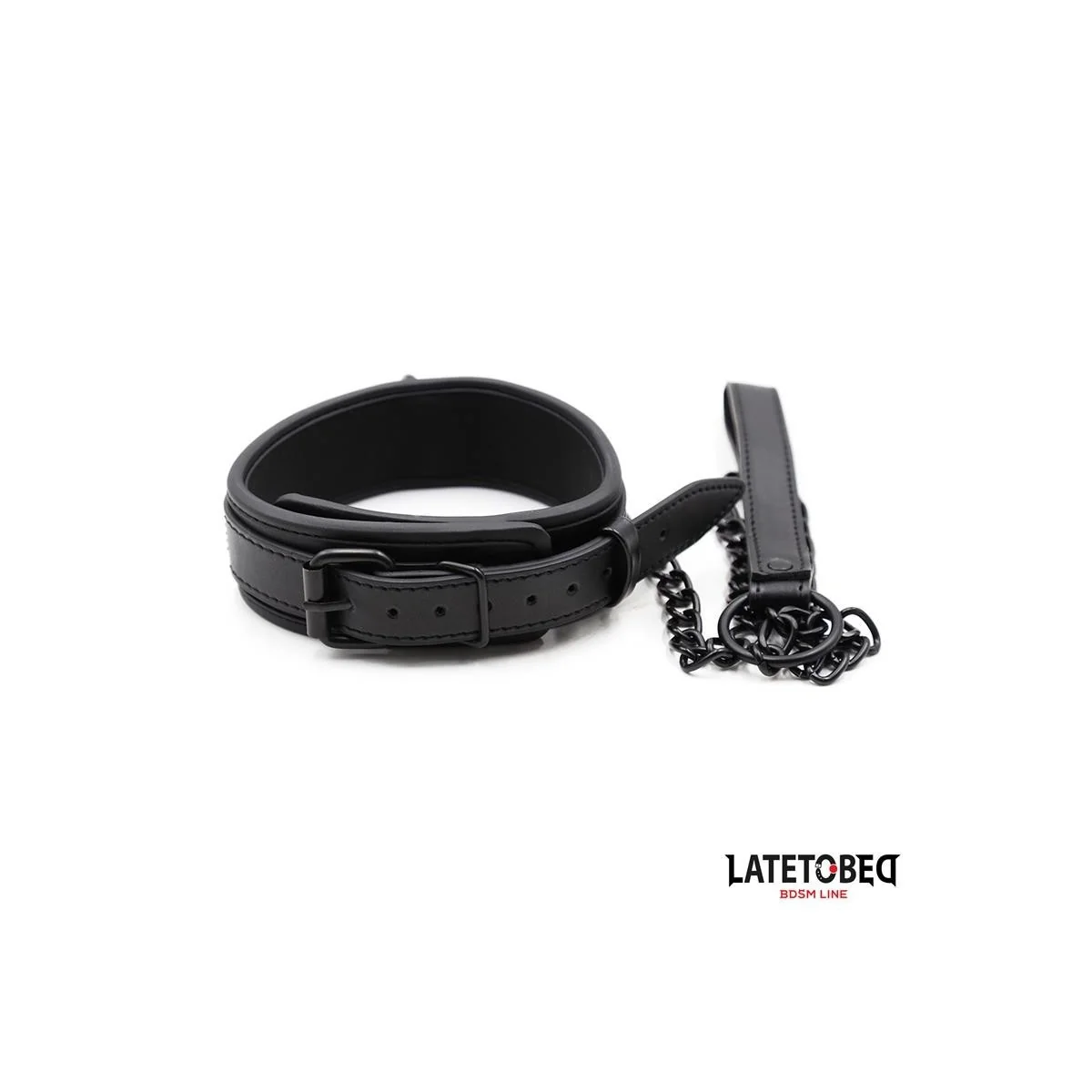 NEOPREN-BONDAGE-HALSBAND UND LEINE VON LATETOBED BDSM LINE