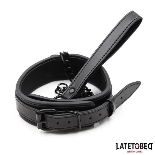 NEOPREN-BONDAGE-HALSBAND UND LEINE VON LATETOBED BDSM LINE