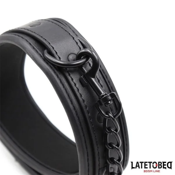 NEOPREN-BONDAGE-HALSBAND UND LEINE VON LATETOBED BDSM LINE