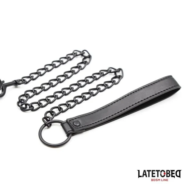 NEOPREN-BONDAGE-HALSBAND UND LEINE VON LATETOBED BDSM LINE