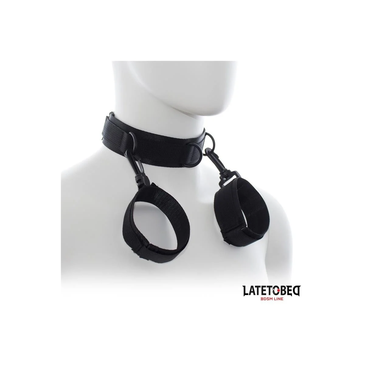 HALSBAND MIT HANDFESSELN, NYLON VON LATETOBED BDSM LINE