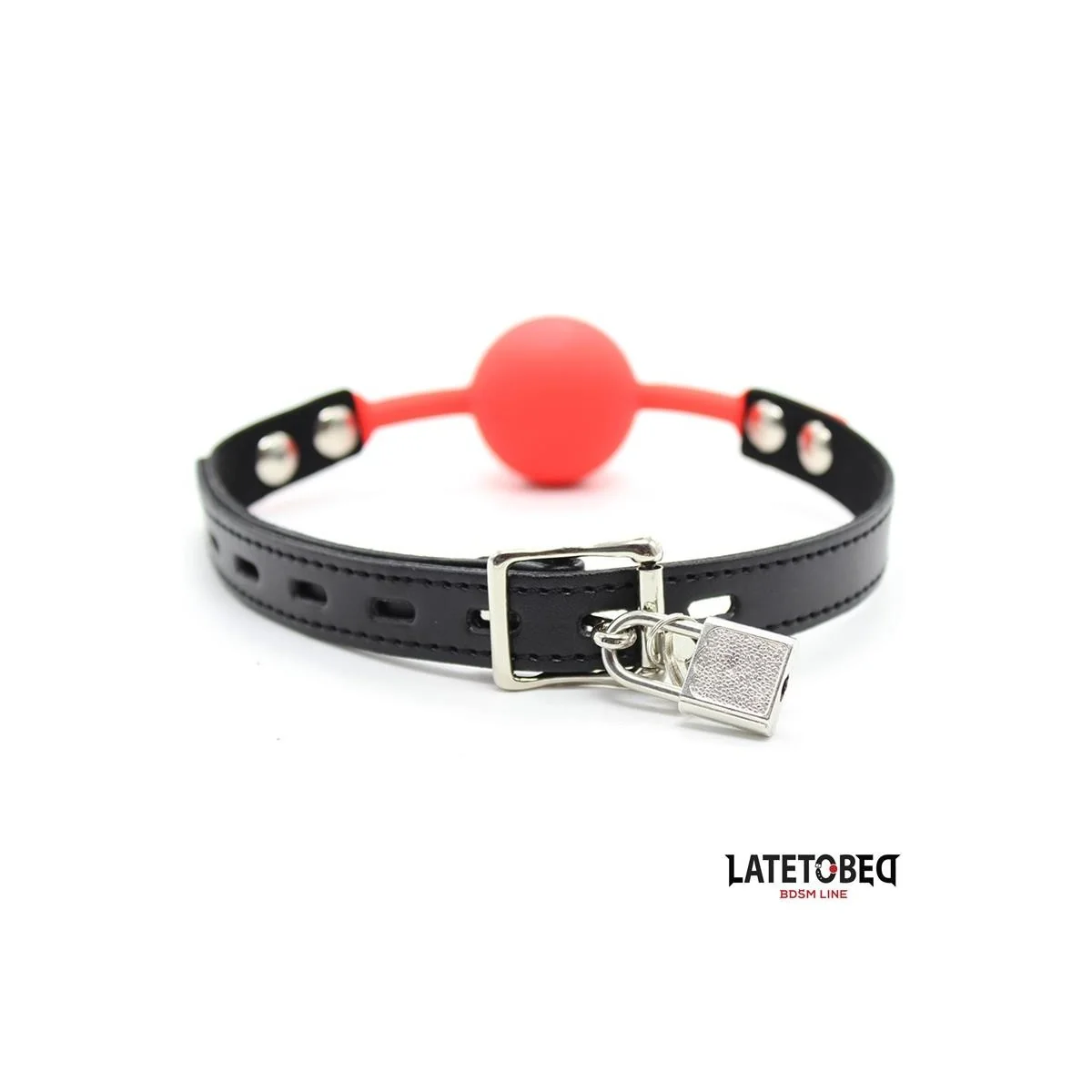 SILIKON-KUGELKNEBEL MIT VORHÄNGESCHLOSS ROT VON LATETOBED BDSM LINE