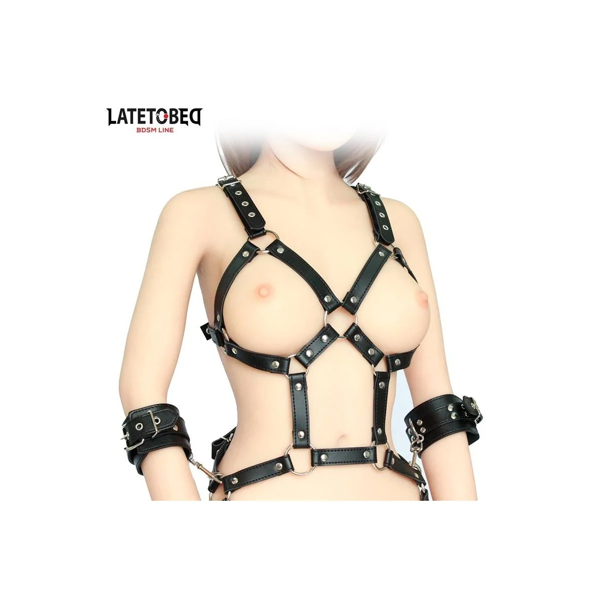 BONDAGE-HARNESS MIT MANSCHETTEN VON LATETOBED BDSM LINE