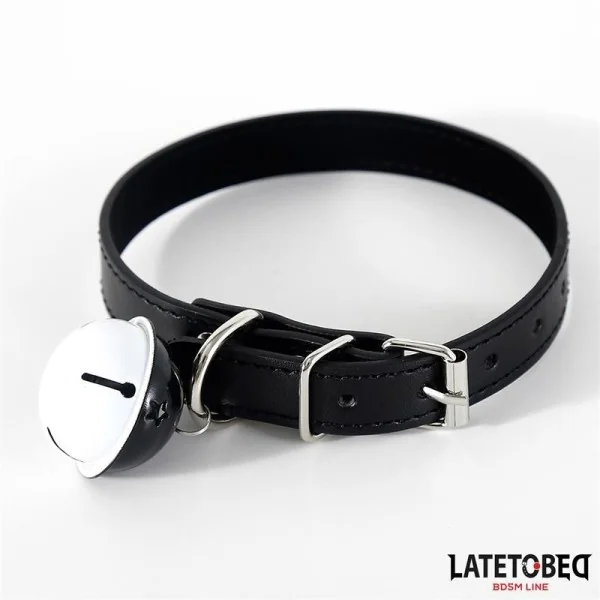 HALSBAND MIT GLOCKE SCHWARZ VERSTELLBAR VON LATETOBED BDSM LINE