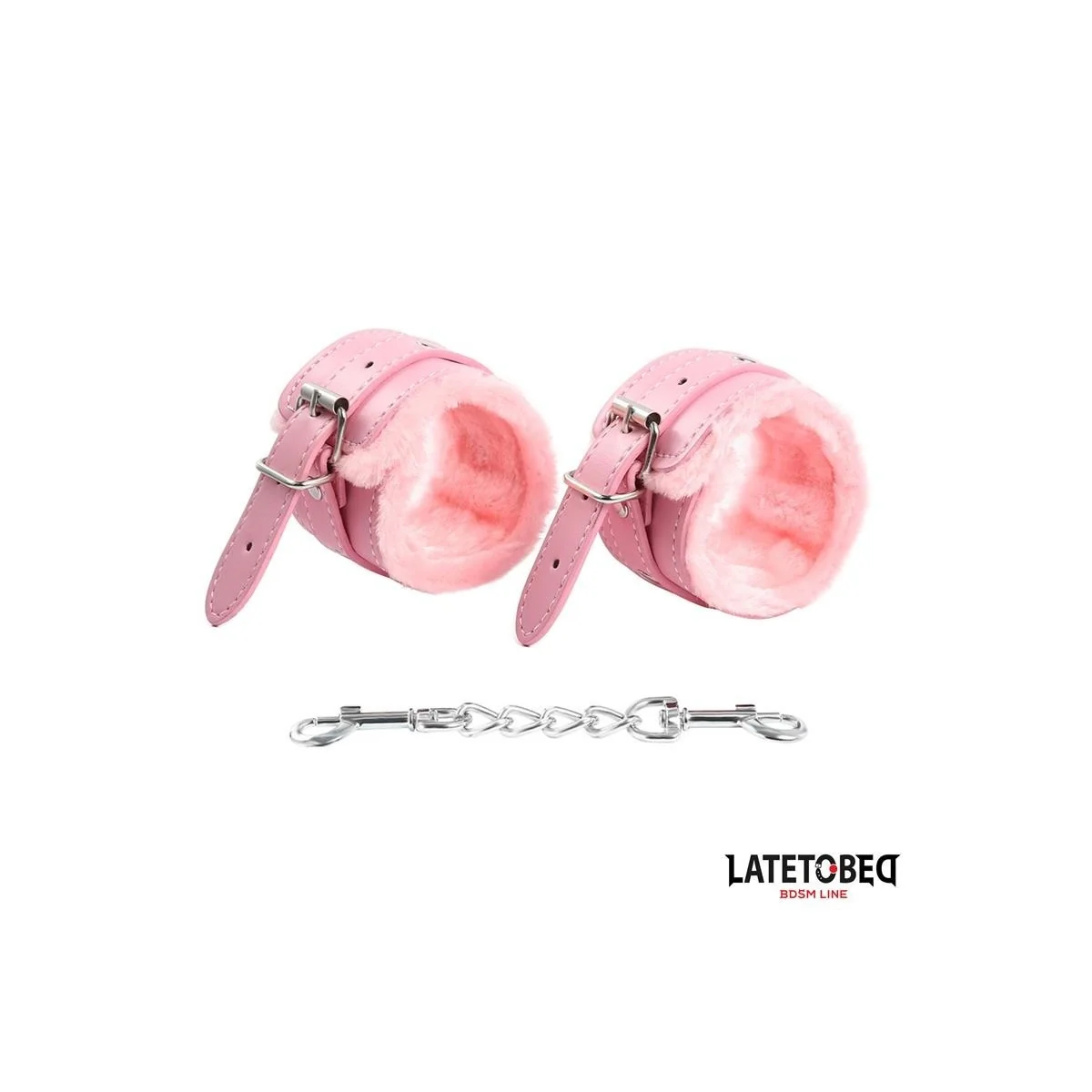PREMIUM-HANDFESSELN MIT FELLFUTTER, ROSA VON LATETOBED BDSM LINE