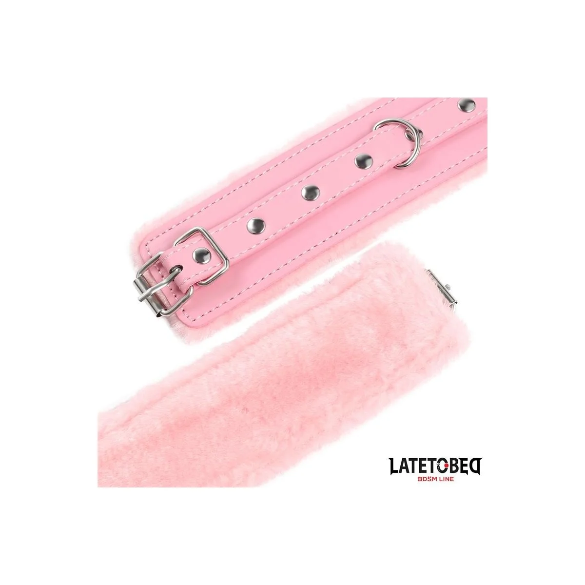 PREMIUM-HANDFESSELN MIT FELLFUTTER, ROSA VON LATETOBED BDSM LINE