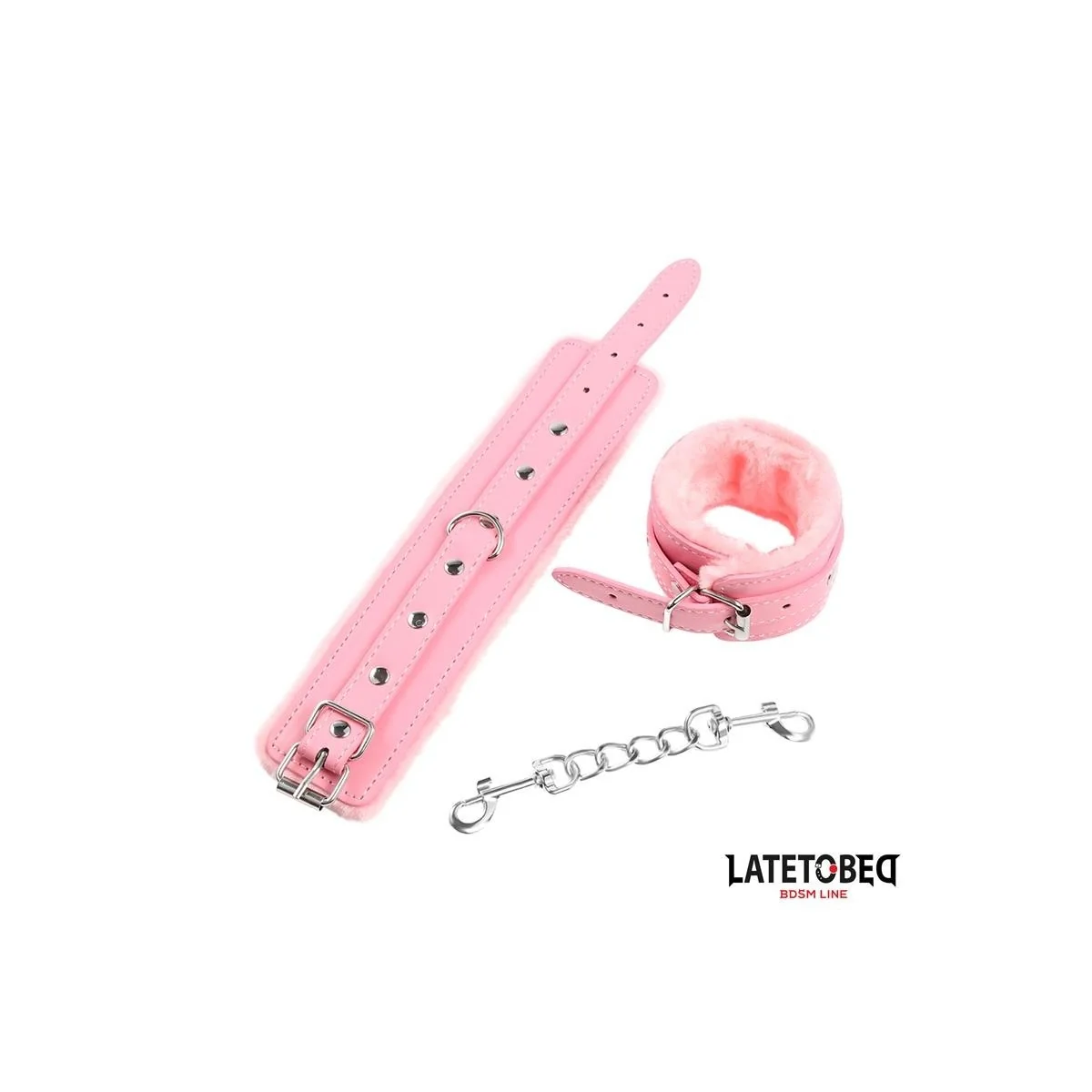 PREMIUM-HANDFESSELN MIT FELLFUTTER, ROSA VON LATETOBED BDSM LINE
