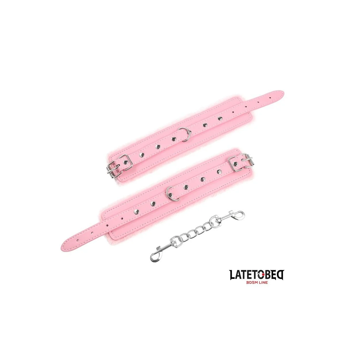 PREMIUM-HANDFESSELN MIT FELLFUTTER, ROSA VON LATETOBED BDSM LINE