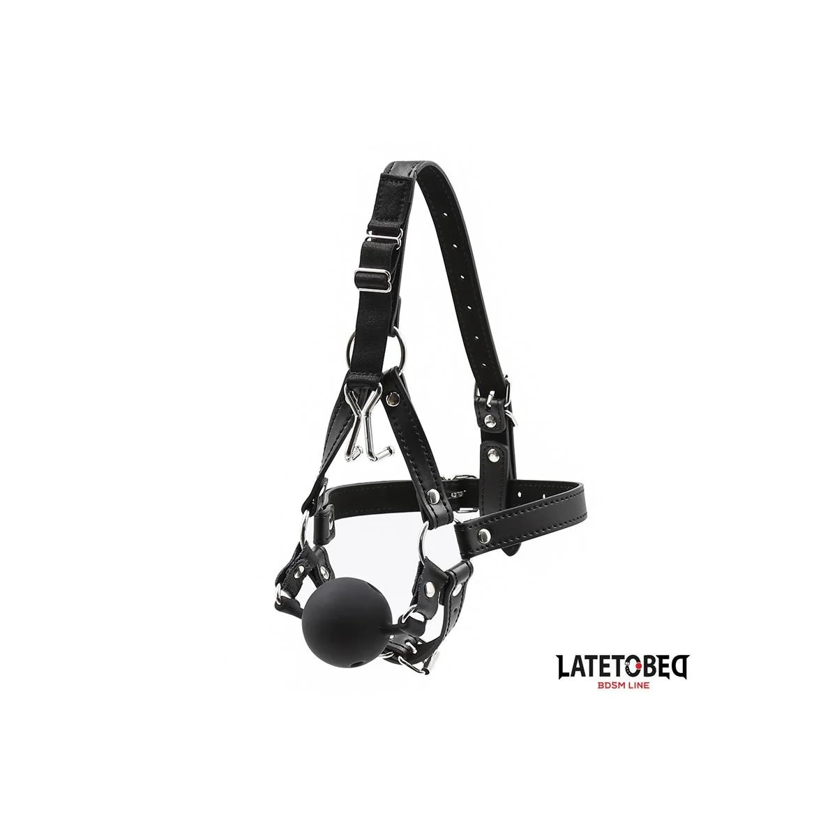 KOPFGESCHIRR MIT BALLKNEBEL UND NASENHAKEN VON LATETOBED BDSM LINE