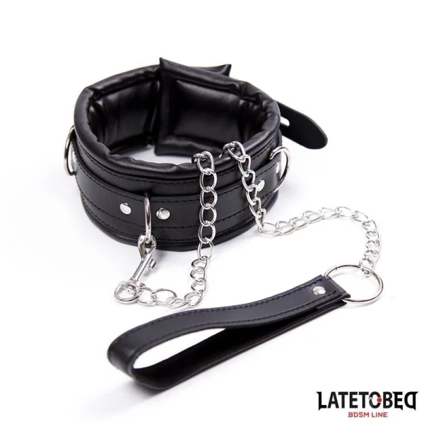 GEPOLSTERTES HALSBAND MIT LEINE VON LATETOBED BDSM LINE