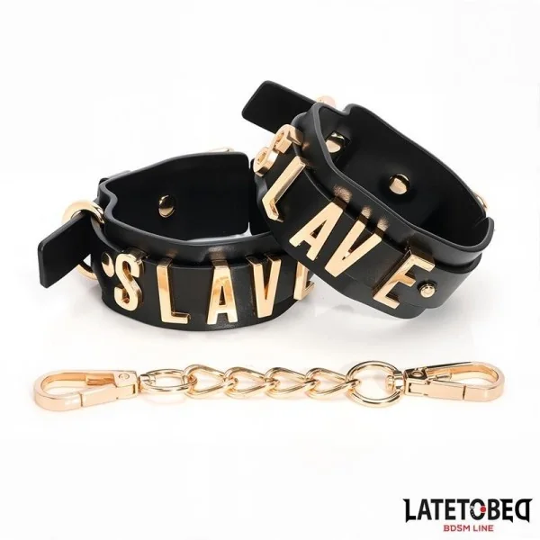 SLAVE-FUSSFESSELN MIT GOLDENER KETTE VON LATETOBED BDSM LINE