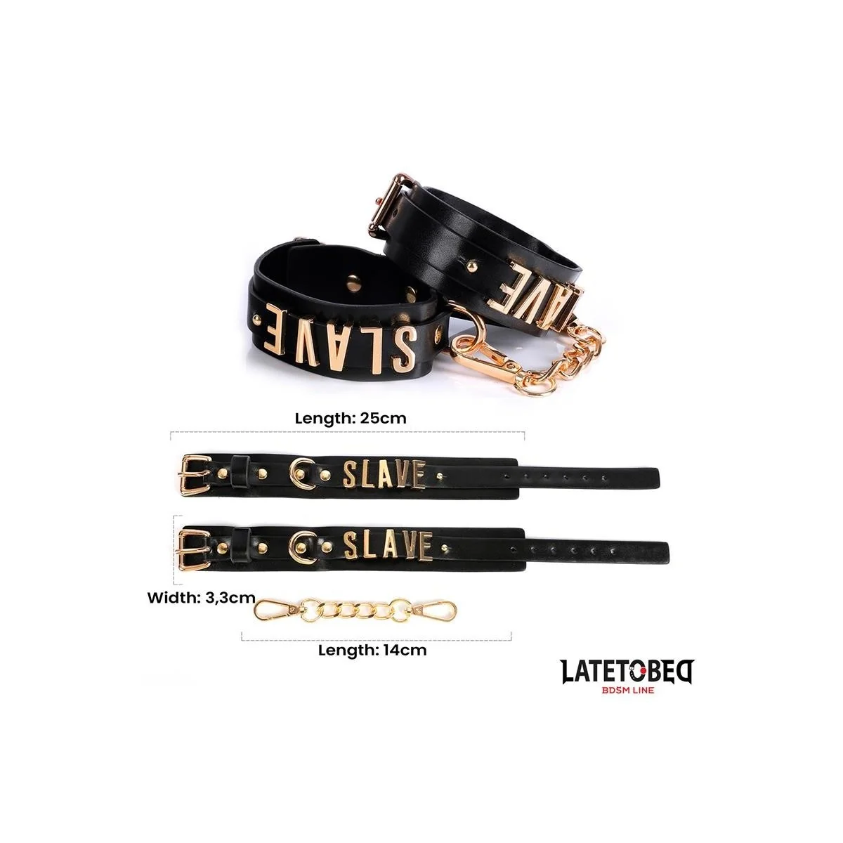 SLAVE-FUSSFESSELN MIT GOLDENER KETTE VON LATETOBED BDSM LINE