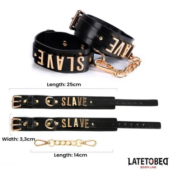 SLAVE-FUSSFESSELN MIT GOLDENER KETTE VON LATETOBED BDSM LINE