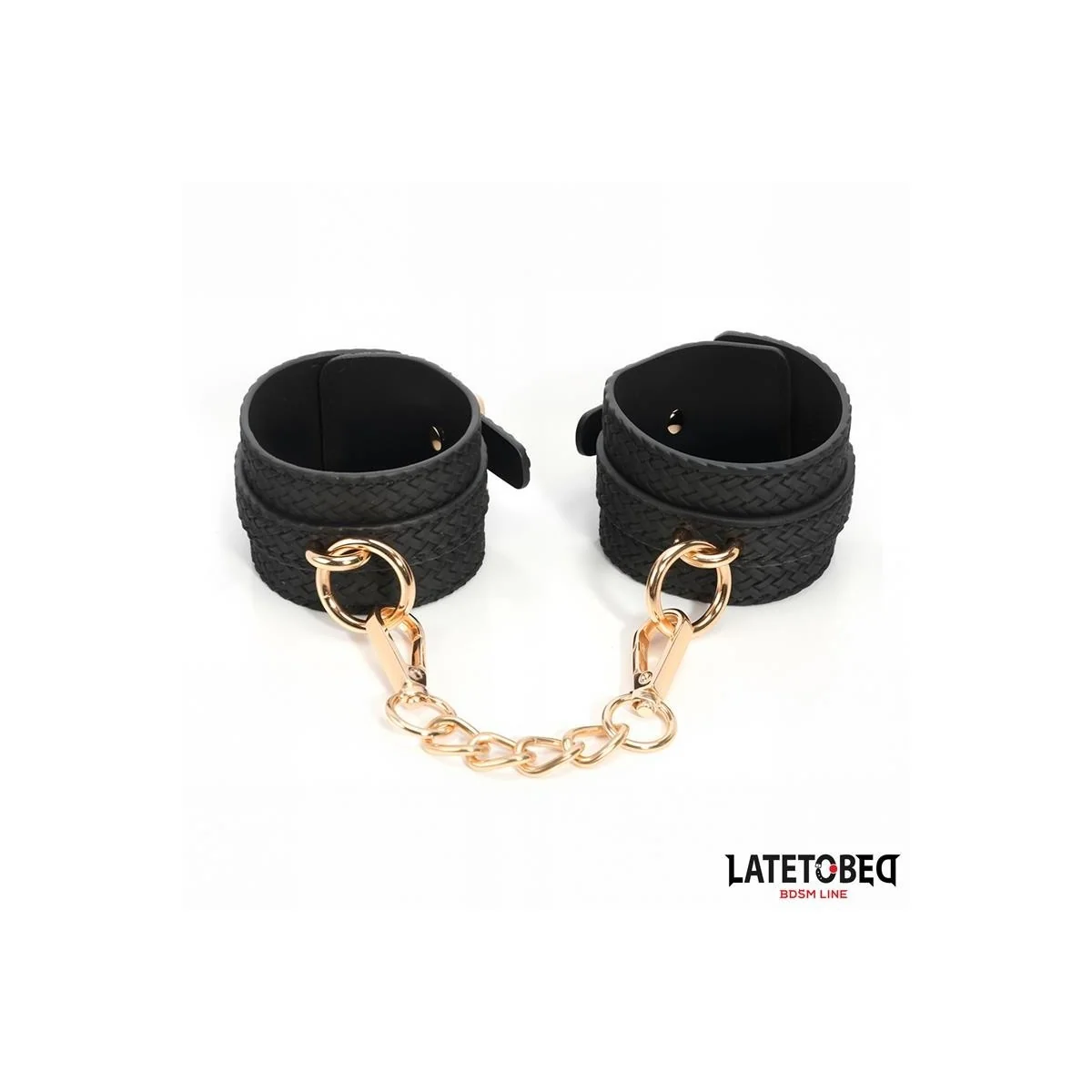 HANDFESSELN MIT WEBMUSTER GOLDENE KETTE VON LATETOBED BDSM LINE