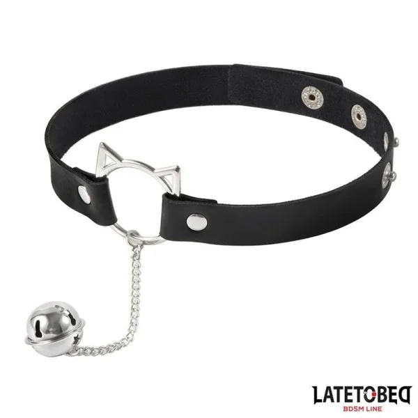 HALSBAND MIT KATZENOHREN-OHRRINGEN UND GLÖCKCHEN VON LATETOBED BDSM LINE