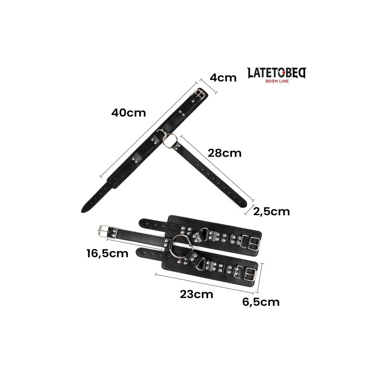 HALSBAND UND HANDFESSELN VON LATETOBED BDSM LINE