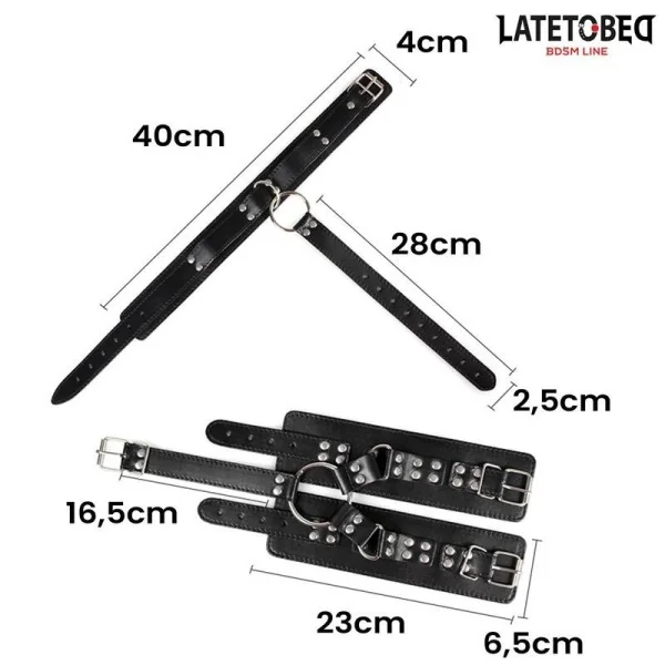 HALSBAND UND HANDFESSELN VON LATETOBED BDSM LINE