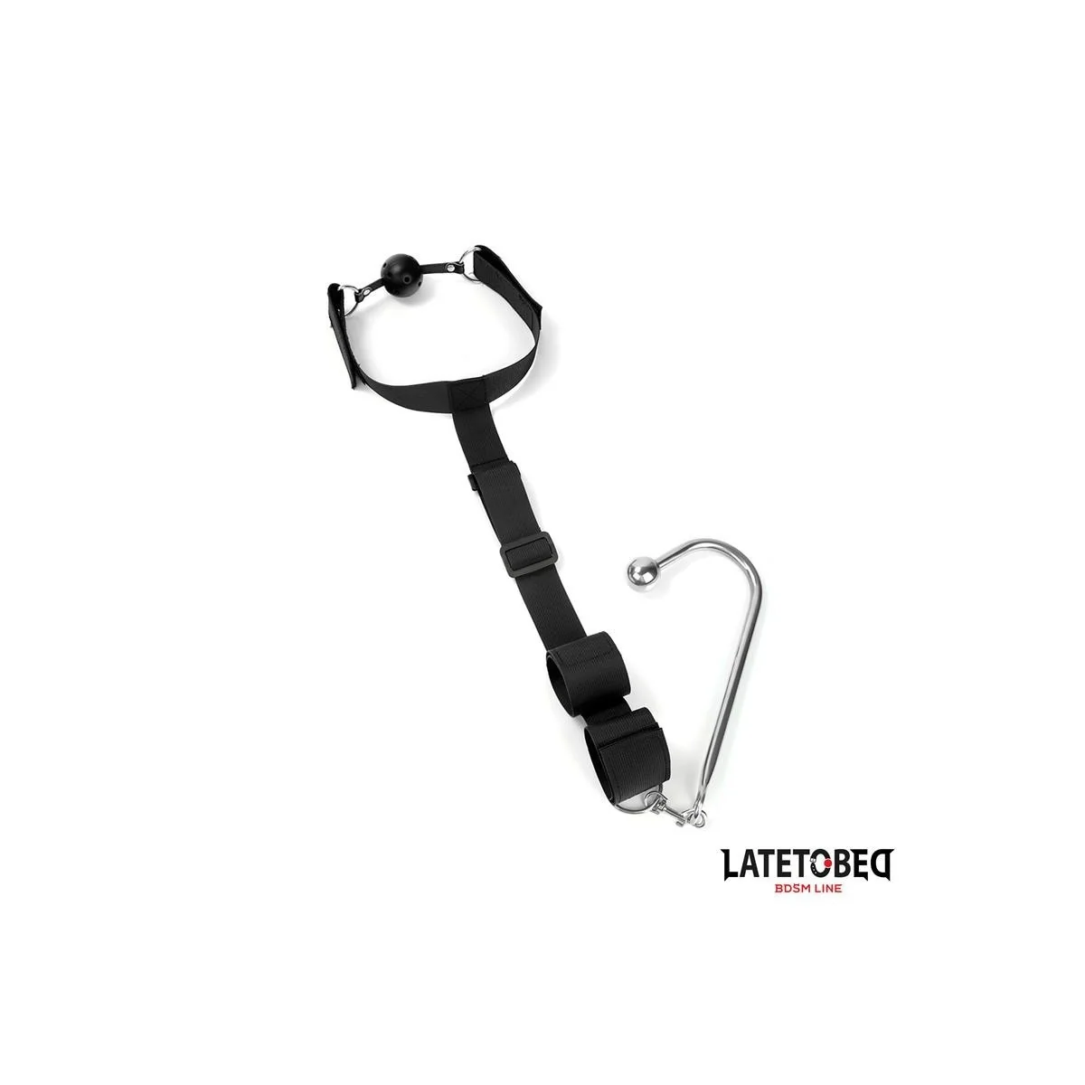 MUNDKNEBEL MIT MANSCHETTE UND ANALHAKEN VON LATETOBED BDSM LINE
