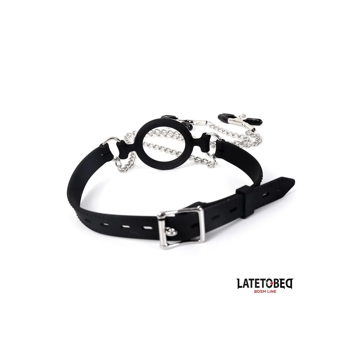 MUNDKNEBEL MIT NIPPELKLEMMEN VON LATETOBED BDSM LINE