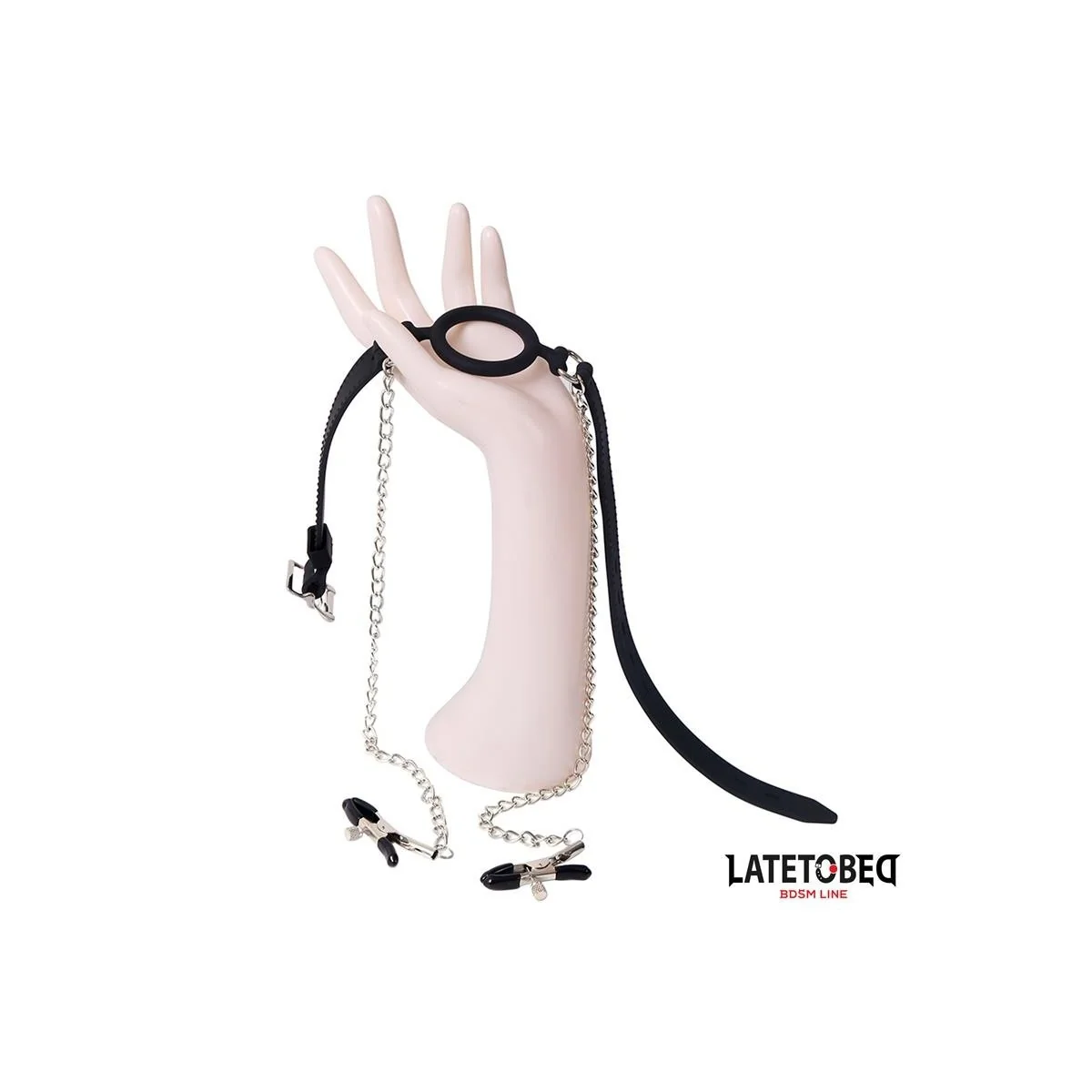 MUNDKNEBEL MIT NIPPELKLEMMEN VON LATETOBED BDSM LINE