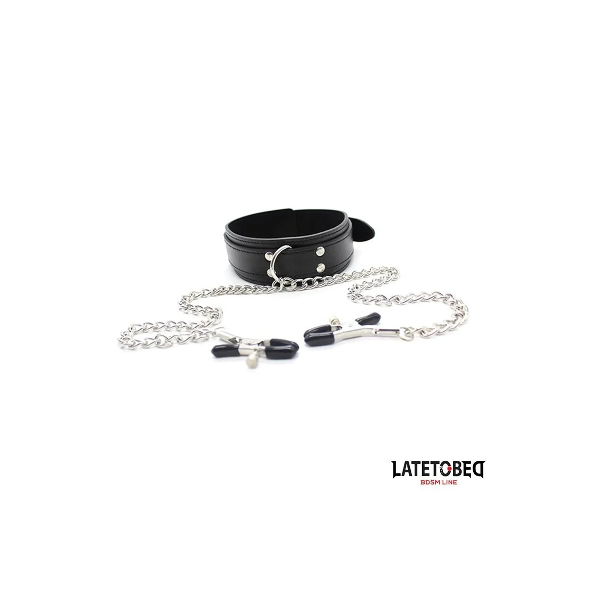 HALSBAND MIT NIPPELKLEMMEN VON LATETOBED BDSM LINE