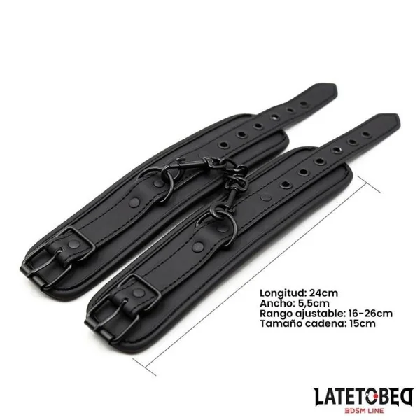 EINFARBIGE SCHWARZE HANDFESSEL VON LATETOBED BDSM LINE