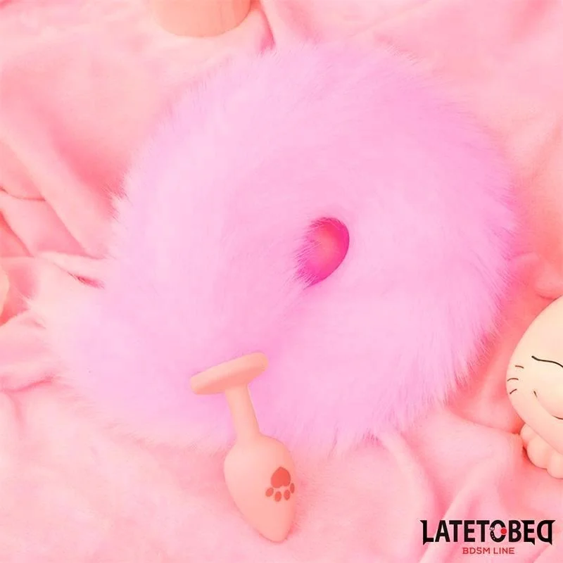 ROSA SILIKON-ANALPLUG MIT FUCHSSCHWANZ ROSA VON LATETOBED BDSM LINE 2