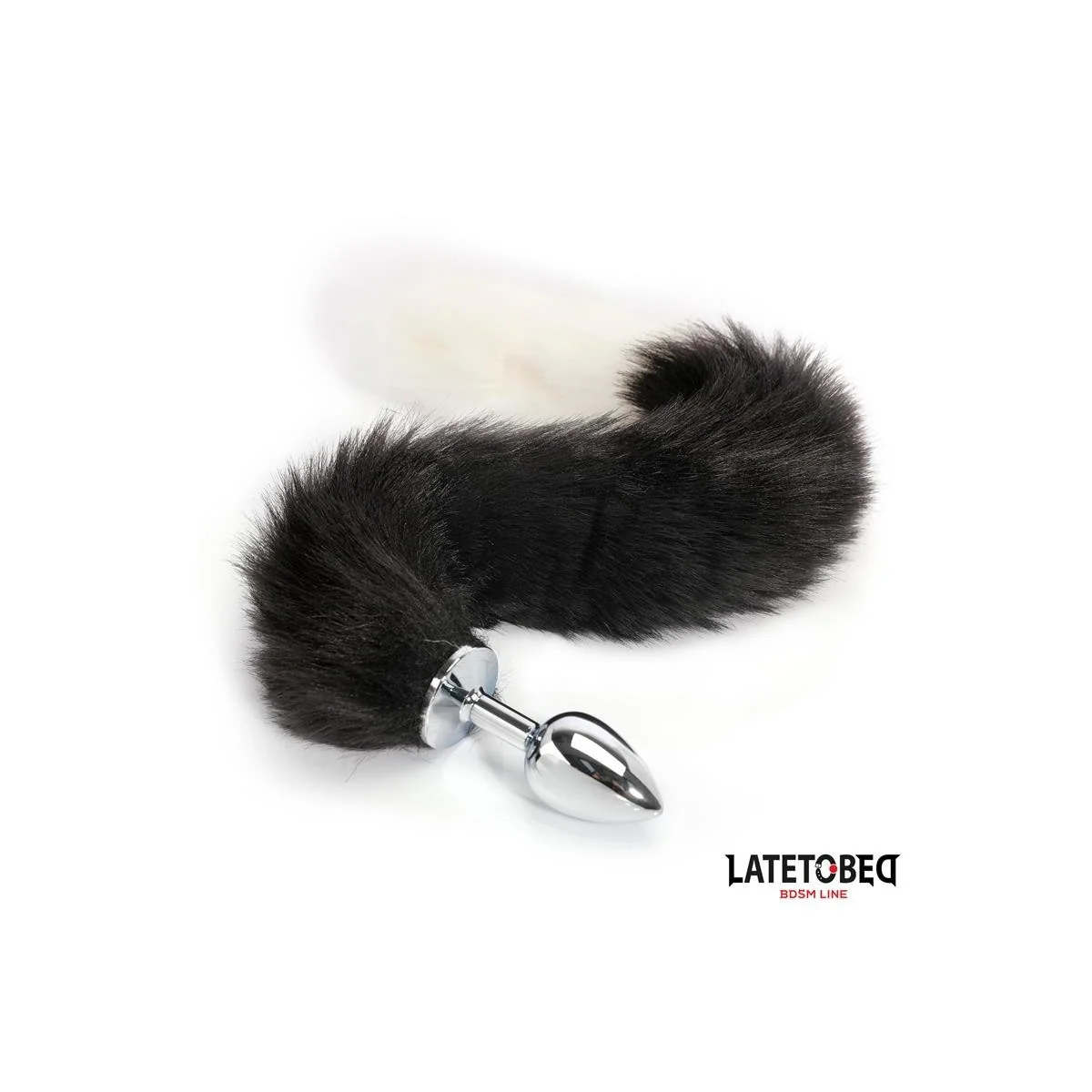 ANALPLUG MIT FUCHSSCHWANZ SCHWARZ-WEISS 40 CM VON LATETOBED BDSM LINE