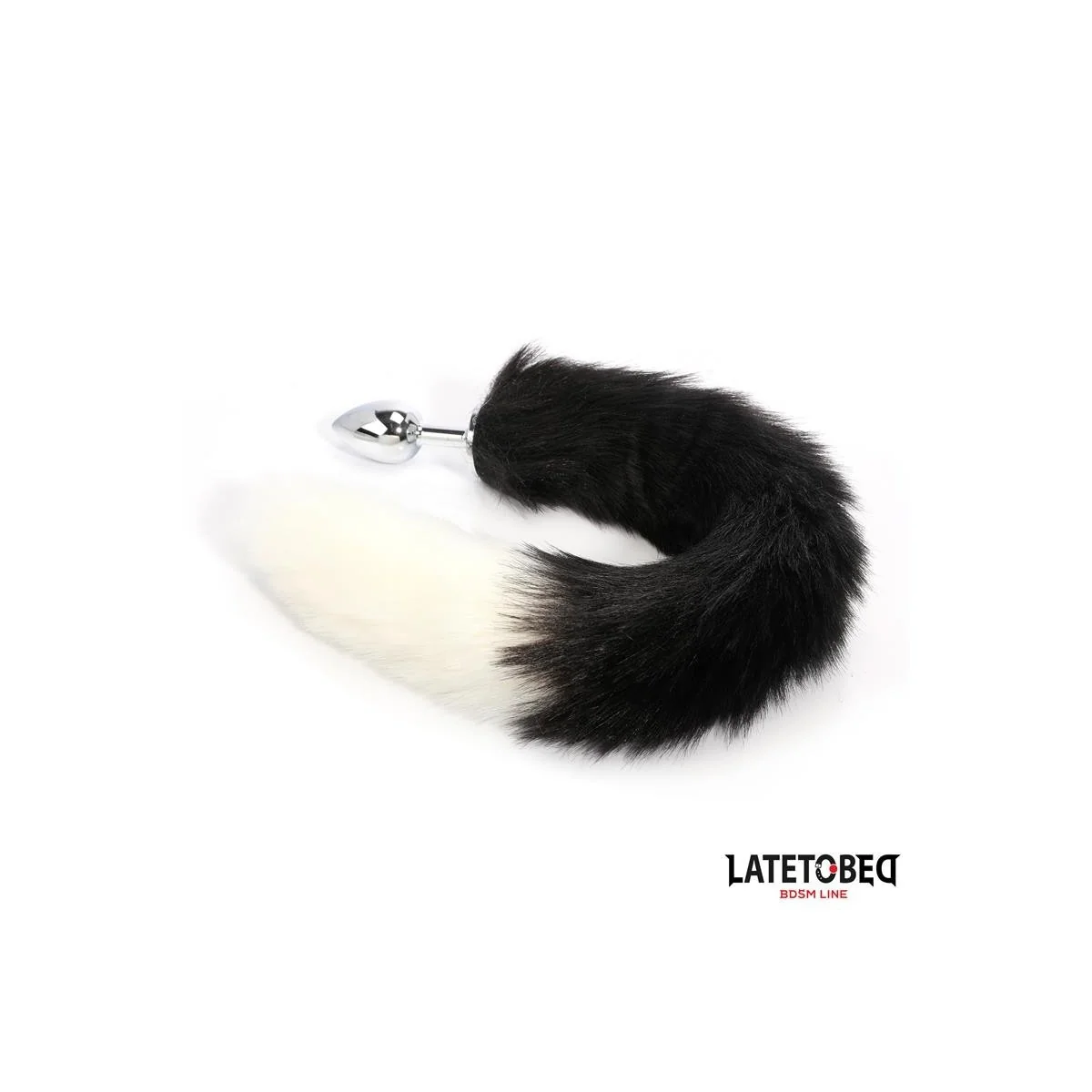 ANALPLUG MIT FUCHSSCHWANZ SCHWARZ-WEISS 40 CM VON LATETOBED BDSM LINE