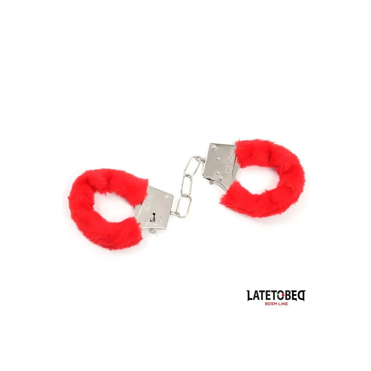 FELLBESETZTE MANSCHETTE MIT VERSCHLUSS ROT VON LATETOBED BDSM LINE