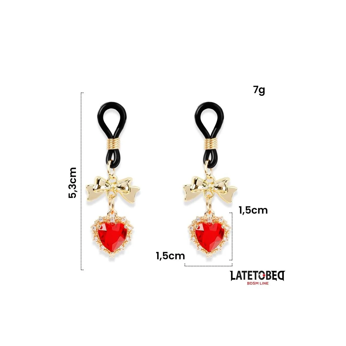 NIPPELKLEMMEN MIT EDELSTEIN-ANHÄNGER VON LATETOBED BDSM LINE