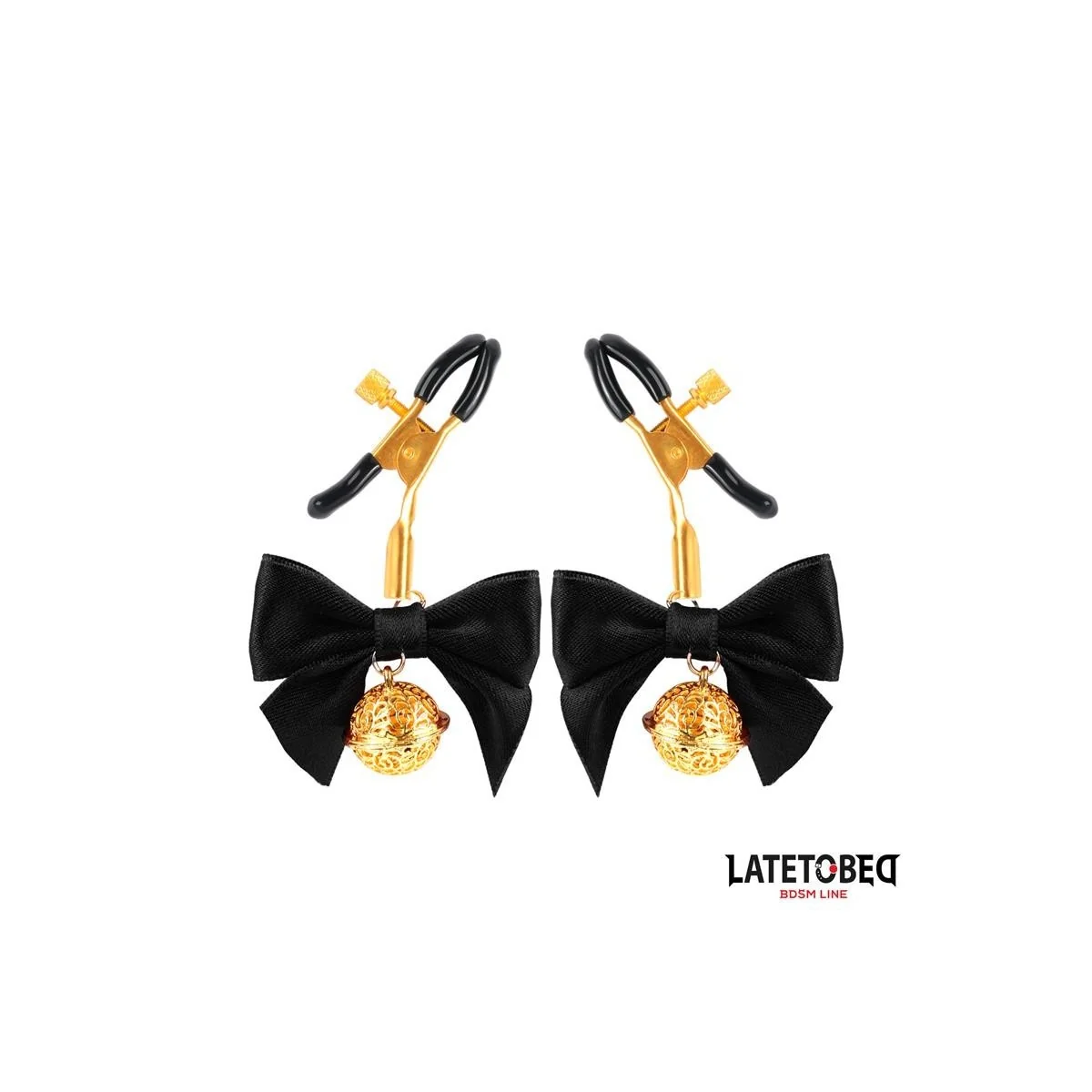 NIPPELKLEMMEN MIT SCHWARZER SCHLEIFE VON LATETOBED BDSM LINE