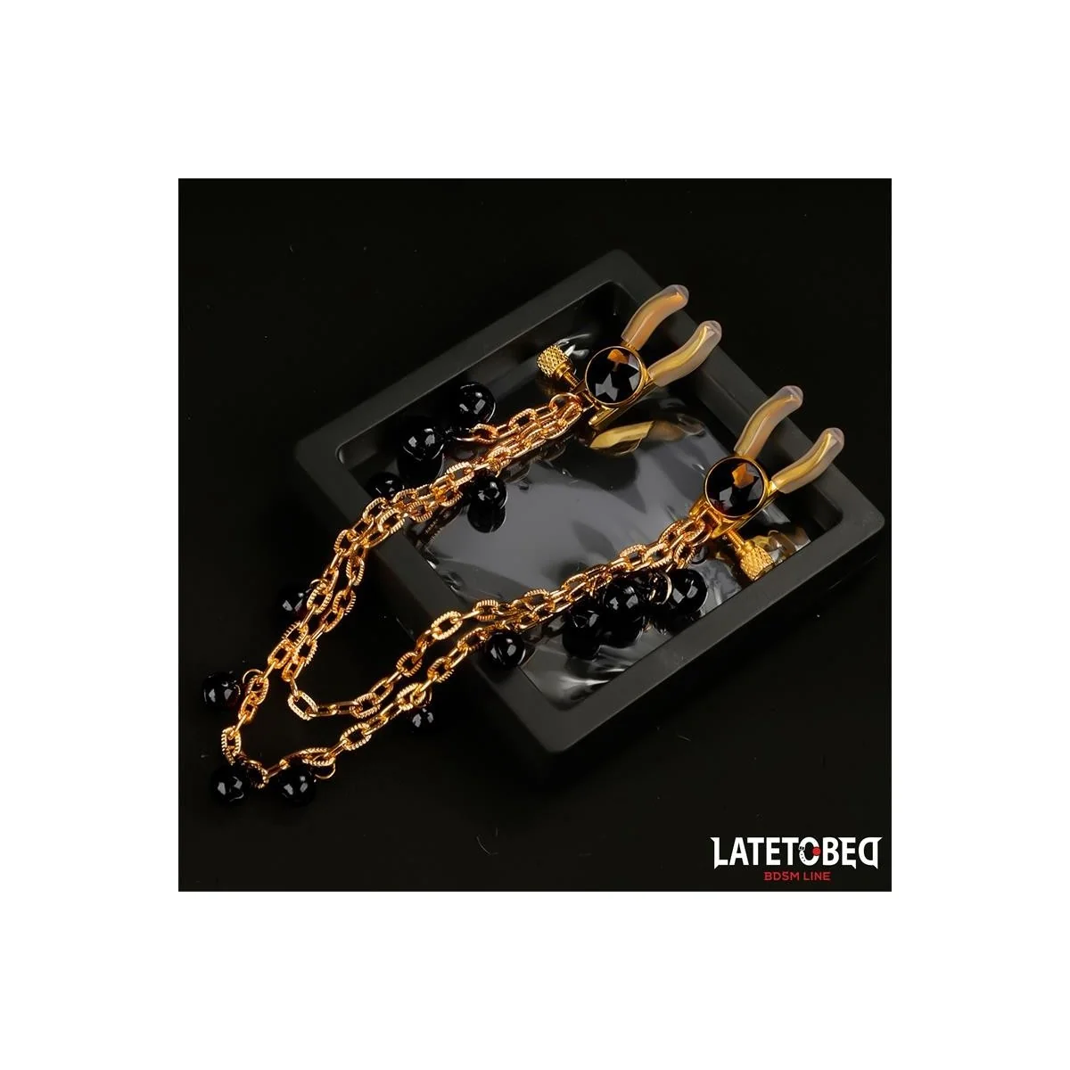 NIPPELKLEMMEN MIT KETTE UND GLOCKEN VON LATETOBED BDSM LINE
