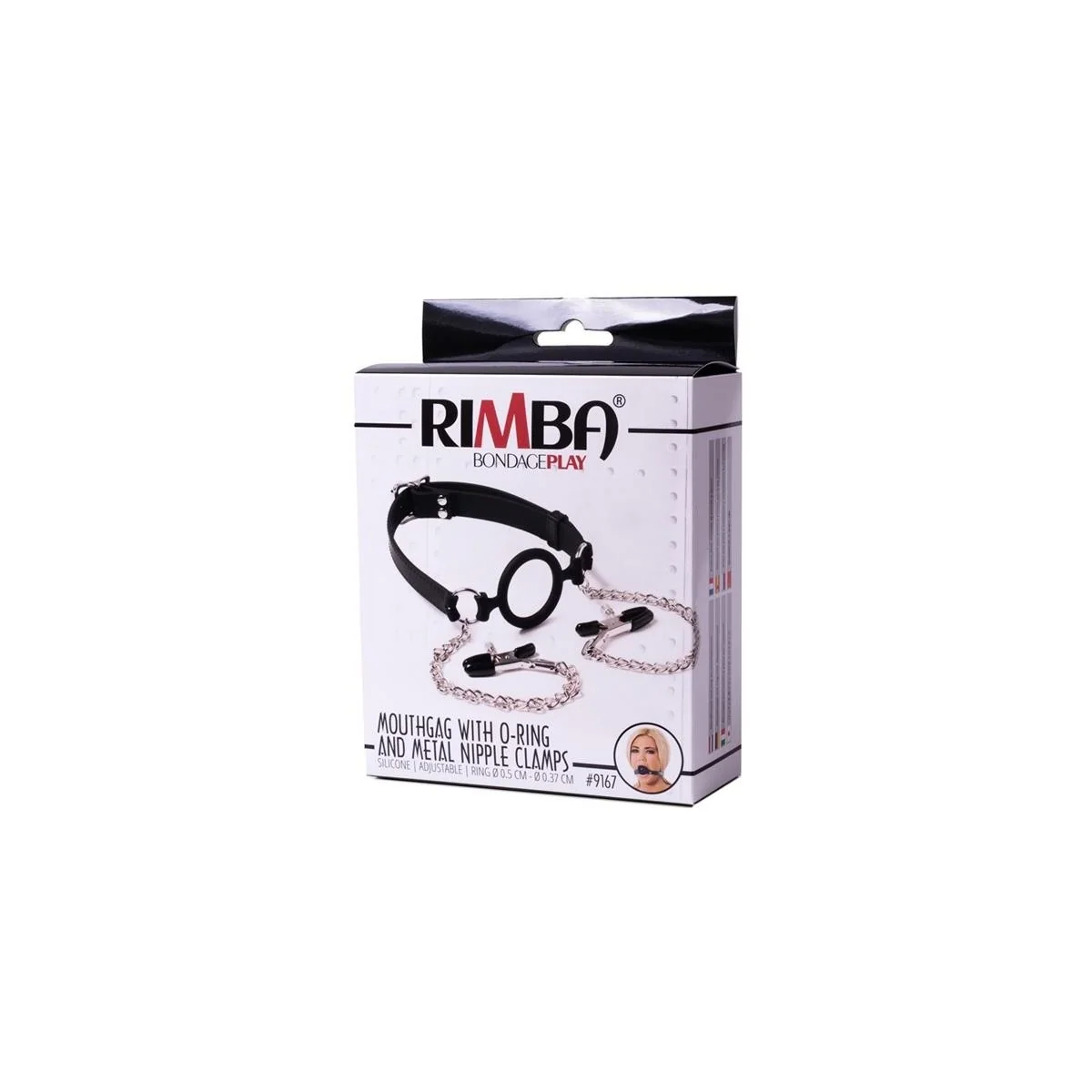 Mundknebel mit O-Ring und Brustwarzenklammern von Latex Play kaufen | Fesselliebe
