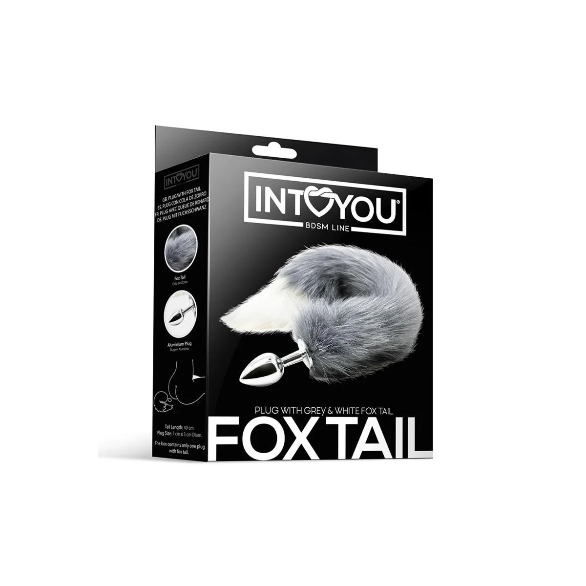 Anal Plug mit grau-weißem Fuchsschwanz von Intoyou Bdsm Line kaufen | Fesselliebe