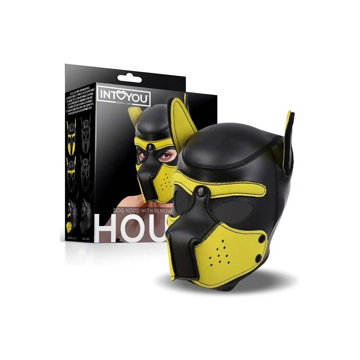 Hound Neopren Dog Hound Abnehmbarer Maulkorb Schwarz/Gelb Einheitsgröße von Intoyou Bdsm Line kaufen | Fesselliebe