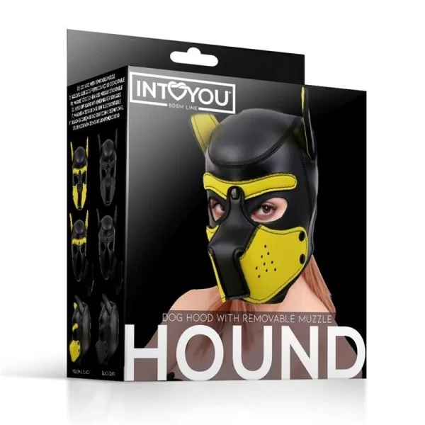 Hound Neopren Dog Hound Abnehmbarer Maulkorb Schwarz/Gelb Einheitsgröße von Intoyou Bdsm Line kaufen | Fesselliebe