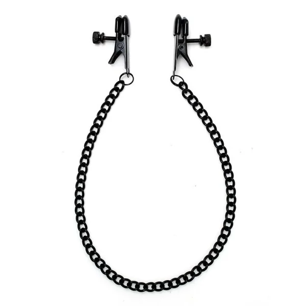 Verstellbare Nippelklemmen mit schwarzer Kette von Bondage Play kaufen | Fesselliebe