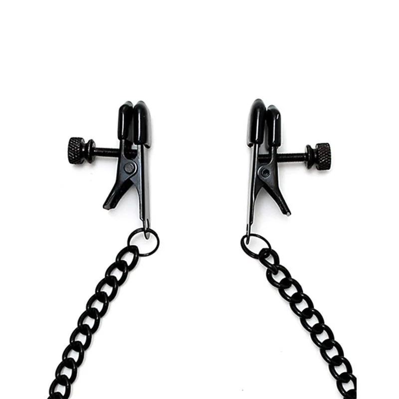 Verstellbare Nippelklemmen mit schwarzer Kette von Bondage Play kaufen | Fesselliebe 2