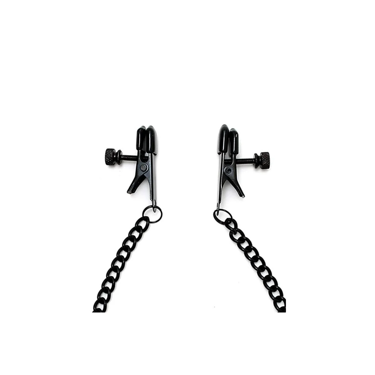 Verstellbare Nippelklemmen mit schwarzer Kette von Bondage Play kaufen | Fesselliebe