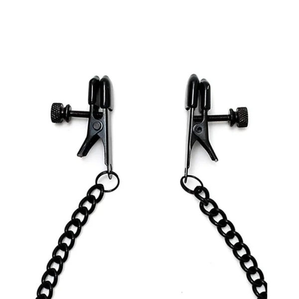 Verstellbare Nippelklemmen mit schwarzer Kette von Bondage Play kaufen | Fesselliebe