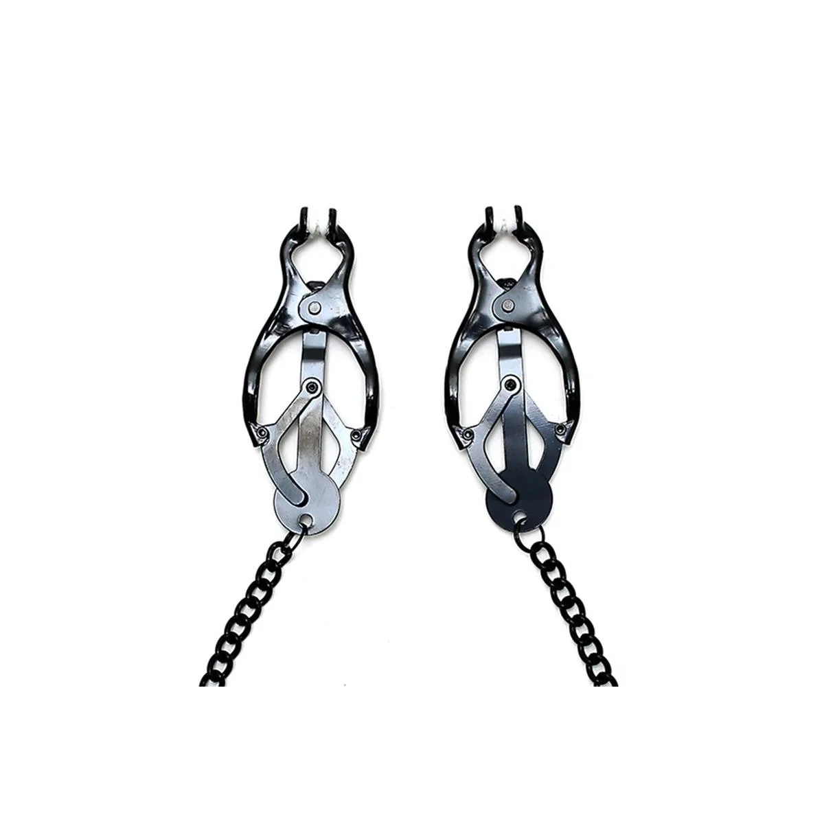 Verstellbare Nippelklemmen, Schmetterlingsstil mit schwarzer Kette von Bondage Play kaufen | Fesselliebe