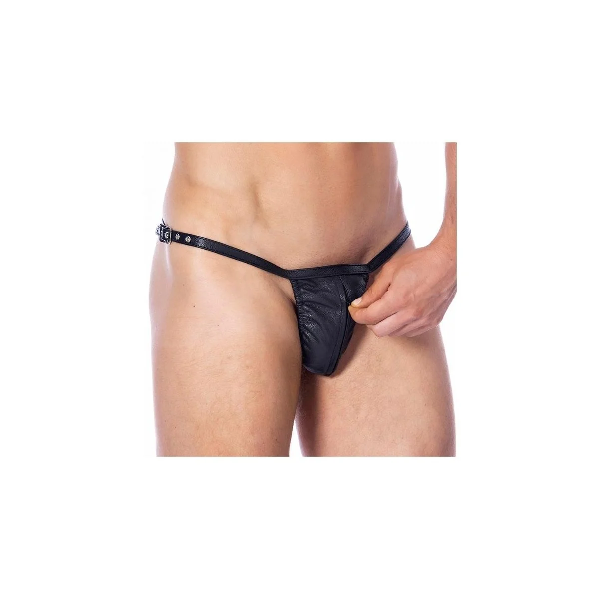 Leder verstellbarer G-String mit Reißverschluss One Size von Bondage Play kaufen | Fesselliebe