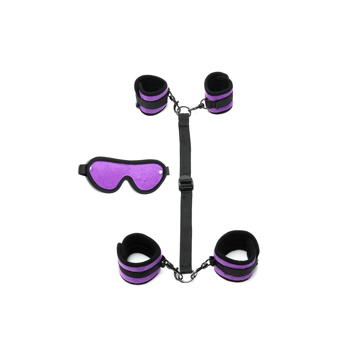 Hand-zu-Knöchel-Fesseln mit verstellbarer Maske, Lila von Bondage Play kaufen | Fesselliebe