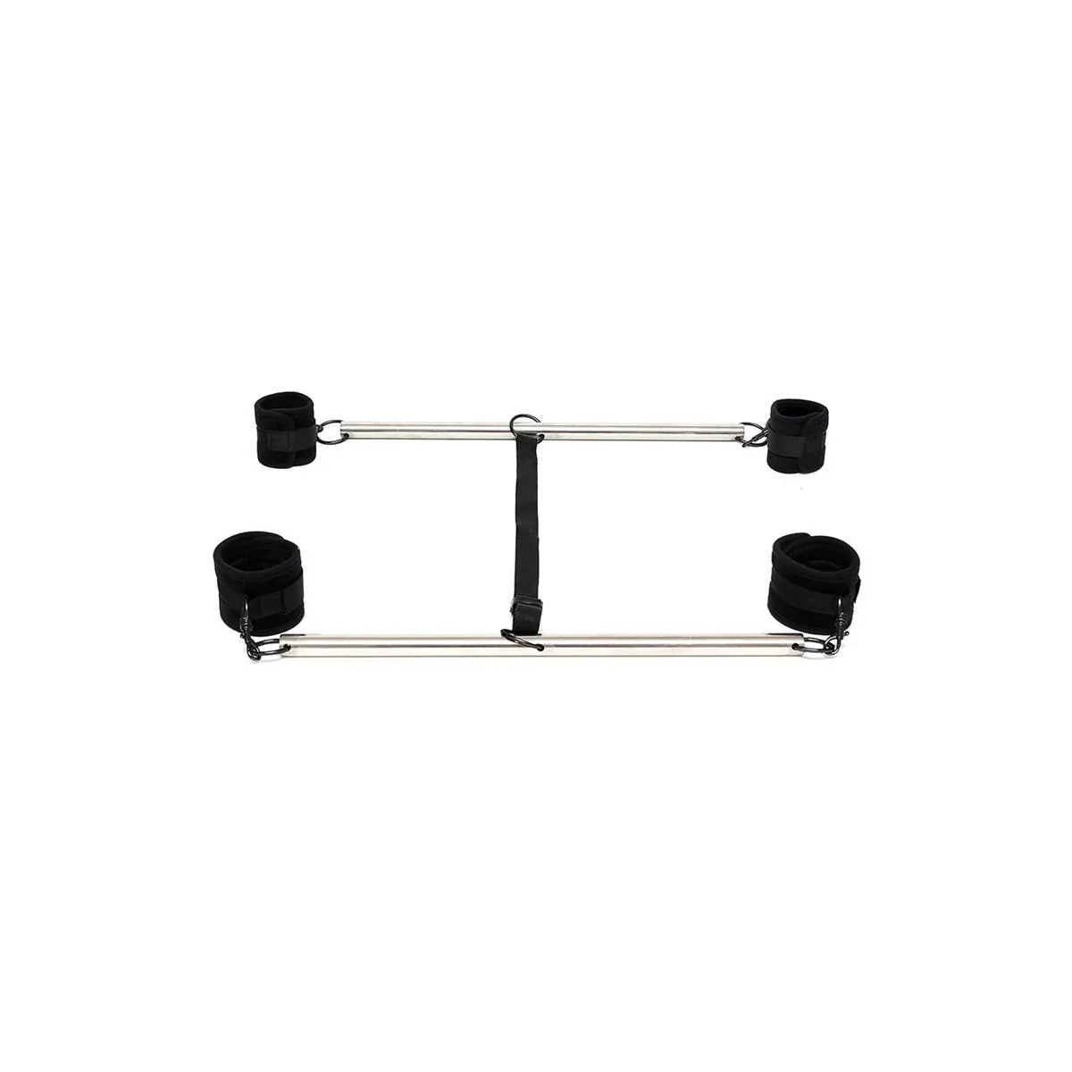Doppelte Spreizstange mit verstellbaren Handschellen, Schwarz von Bondage Play kaufen | Fesselliebe